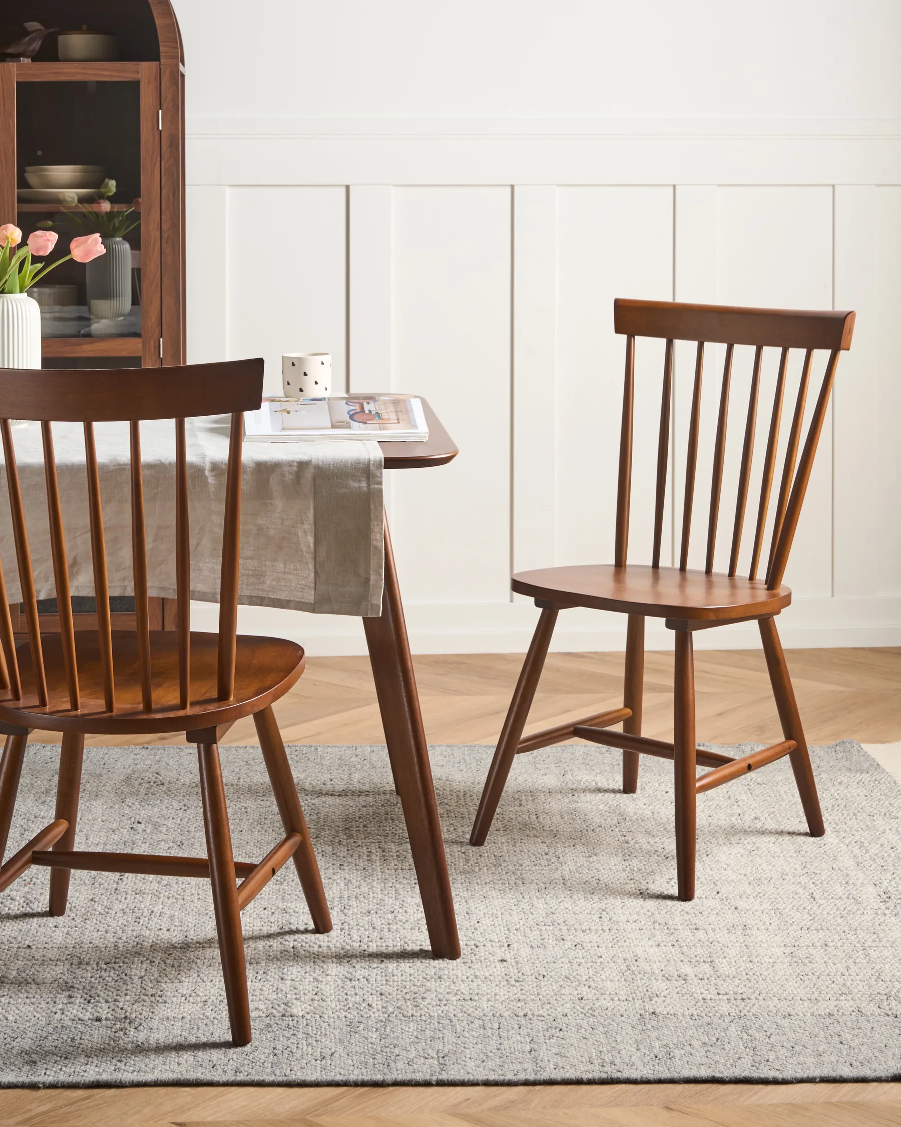 Set of 2 Dining Chairs BURGES Wood Brown_1076385