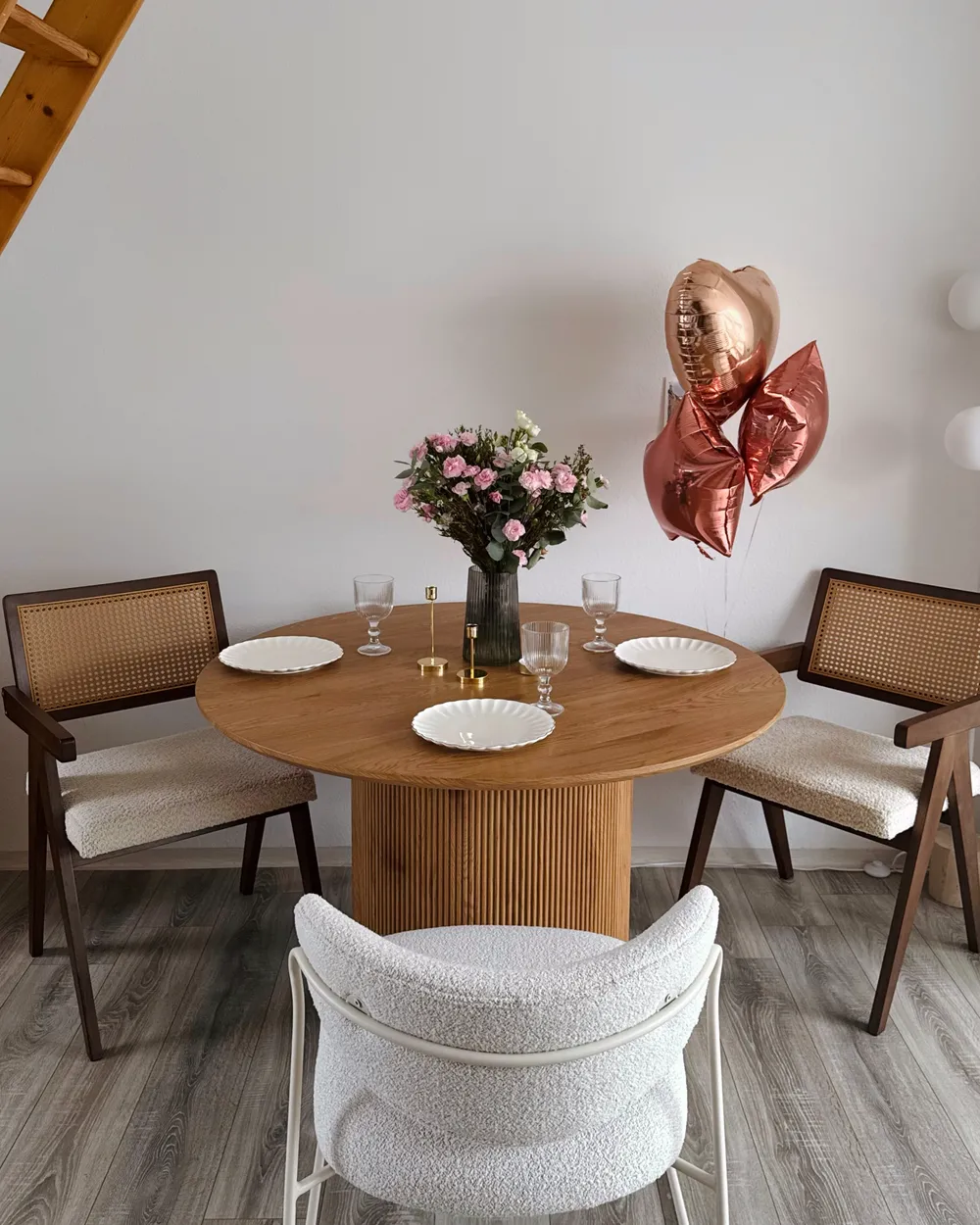 Set of 2 Dining Chairs AVA Wood Brown/ Light Beige_1039466