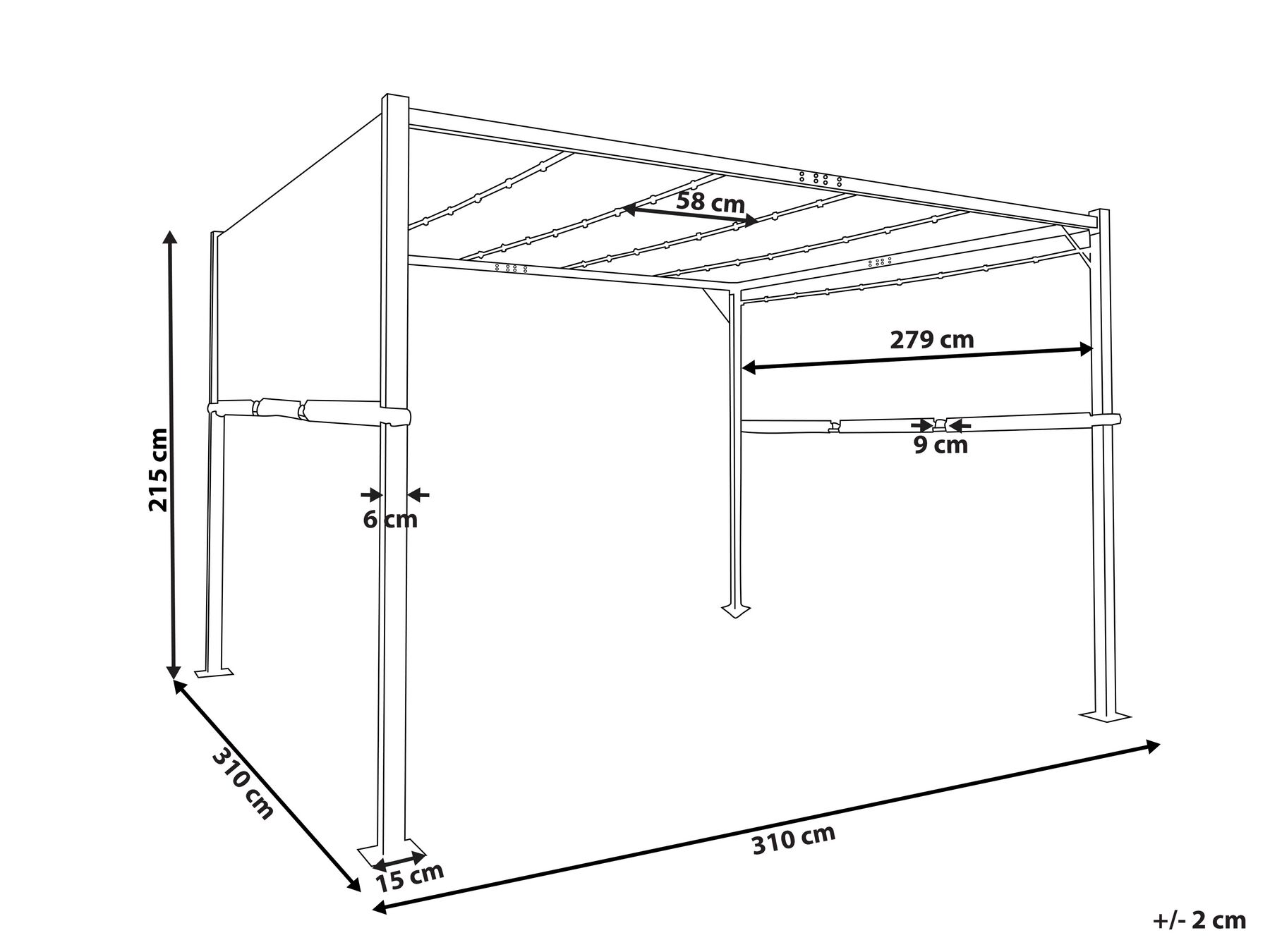 Pawilon ogrodowy LED 310 x 310 cm ciemnoszary PARGA_827685