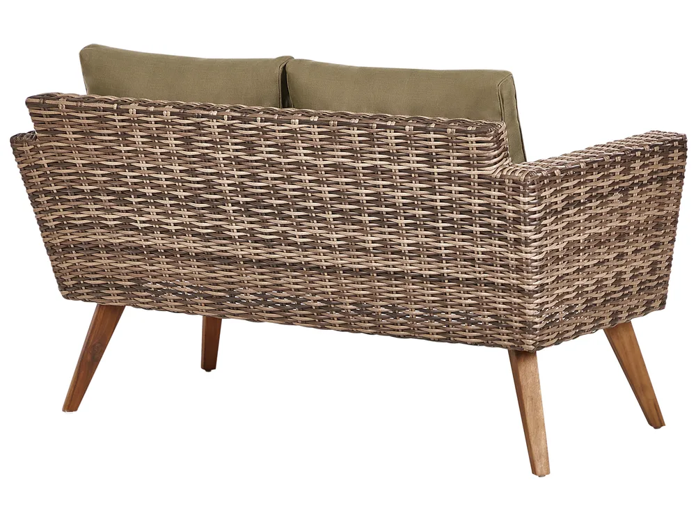 Garden Lounge Set with Table Seater VITTORIA PE Rattan Olive