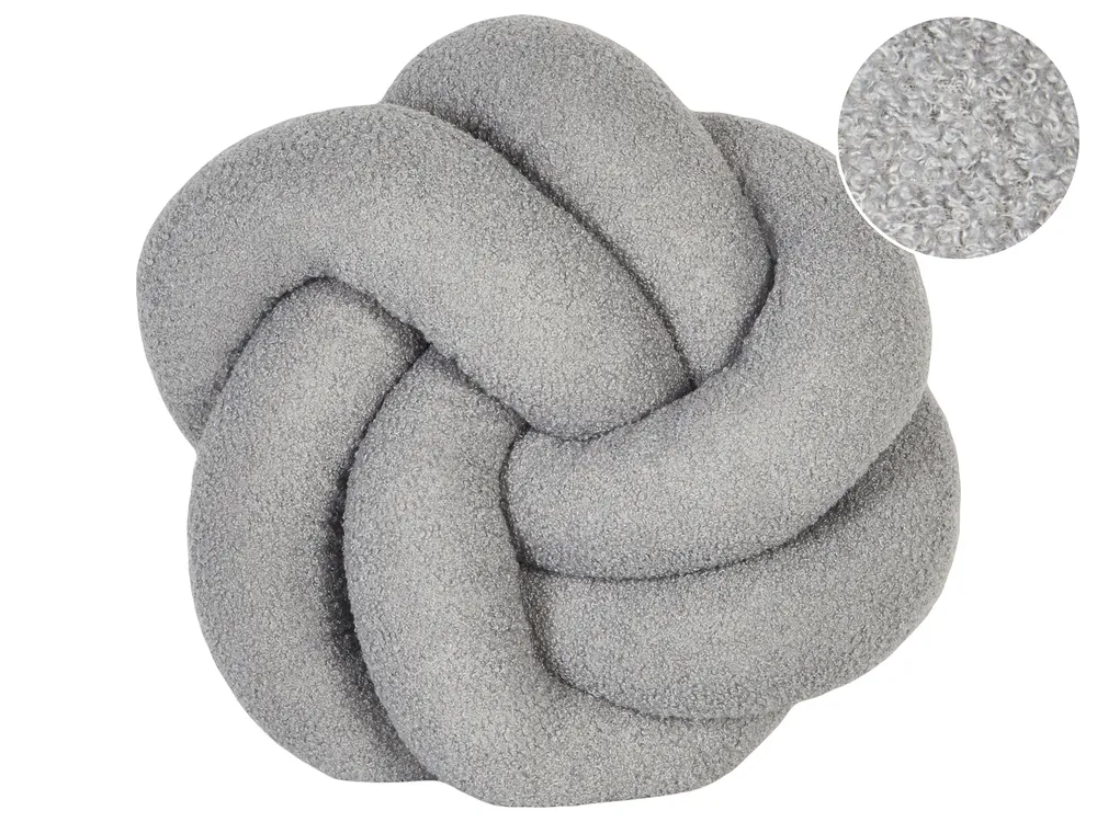 Poduszka dekoracyjna ANGELONIA 45 x 45 cm Boucle Szary Jednolity