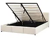 Ottoman Bed BOUSSE Velvet Light Beige 160 x 200 cm (EU King Size)