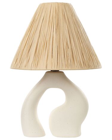 Lampada da tavolo ceramica bianca e naturale 42 cm BARBAS