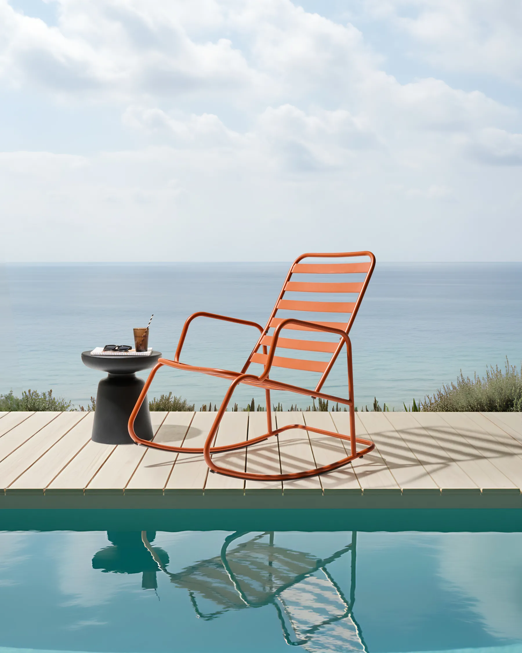 Garden Rocking Chair TURI Metal Orange_1020974
