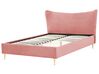 Zamatová posteľ 160 x 200 cm ružová CHALEIX_844528