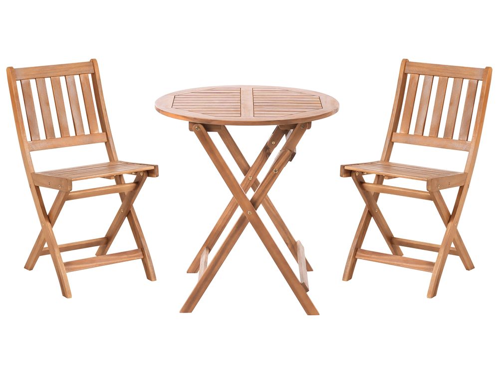 Bistro Set Folding FEBBIO Certified Acacia Wood Brown