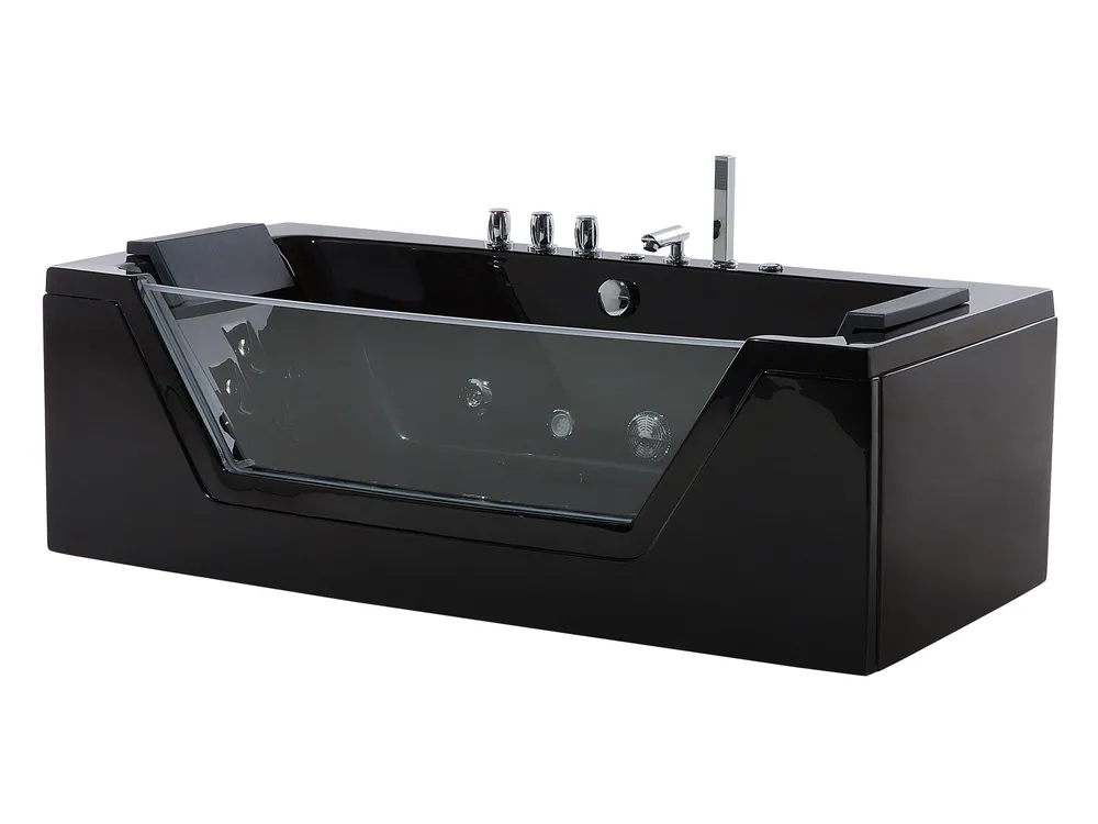 Vasca idromassaggio angolare con LED SAMANA 153 x 71 cm Nero_762930