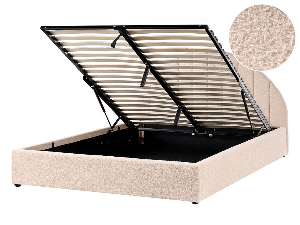Lit ottoman CHADENET Bouclé Beige clair 140 x 200 cm