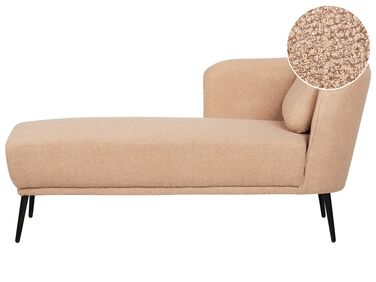 Chaise longue à droite en tissu bouclé marron clair ARTHEZE