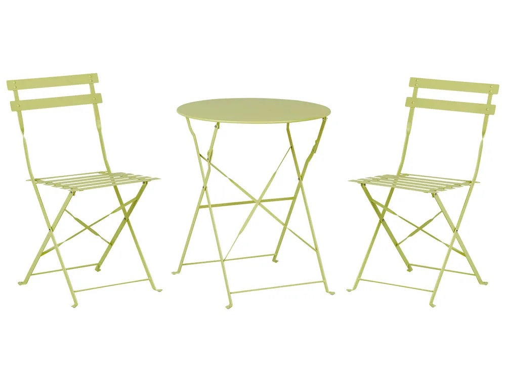 Grand Patio Set De Table Bistro Ensemble 2 Chaises Pliables Et 1 Table Ronde Pliante Adaptée Pour 2 Personnes, Salon De Jardin Exterieur Pour Balcon, Terrasse, Intérieur (Vert Mousse