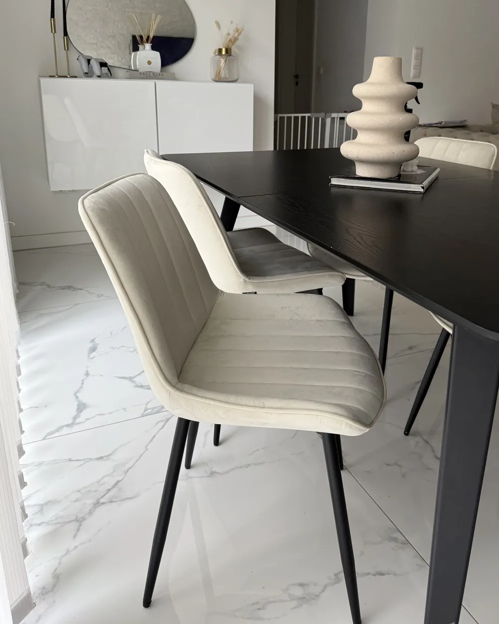 Set of 2 Dining Chairs DUBROVNIK Velvet Light Beige_1051679
