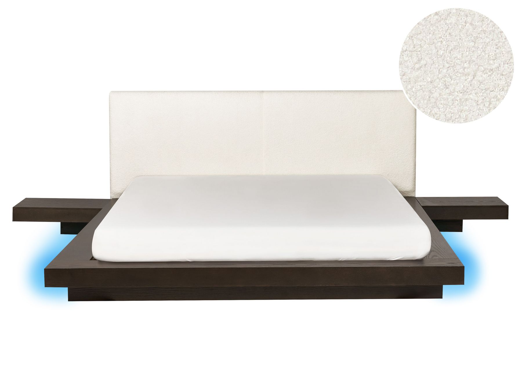 Bed met LED bouclé hoofdbord donkerhout 160 x 200 cm ZEN_931444