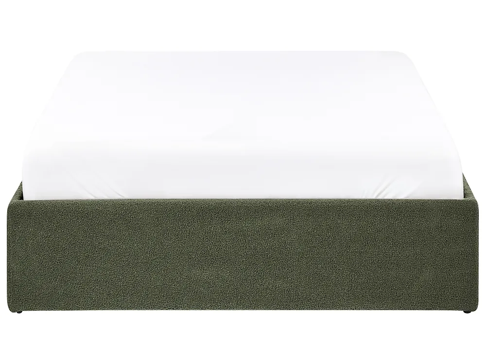 Bett mit Stauraum ohne Kopfteil DINAN Bouclé Dunkelgrün 120 x 200 cm_1188253