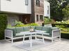 Salon de jardin 6 places en aluminium blanc avec coussins vert CASTELLA/FRATTE_929846