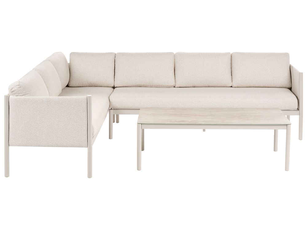 Ensemble de canapés d'angle de jardin 5 places TONARA Métal Beige clair Côté droit