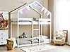 Bunk Bed House Pine Wood LABATUT 90 x 200 cm (EU Single) White