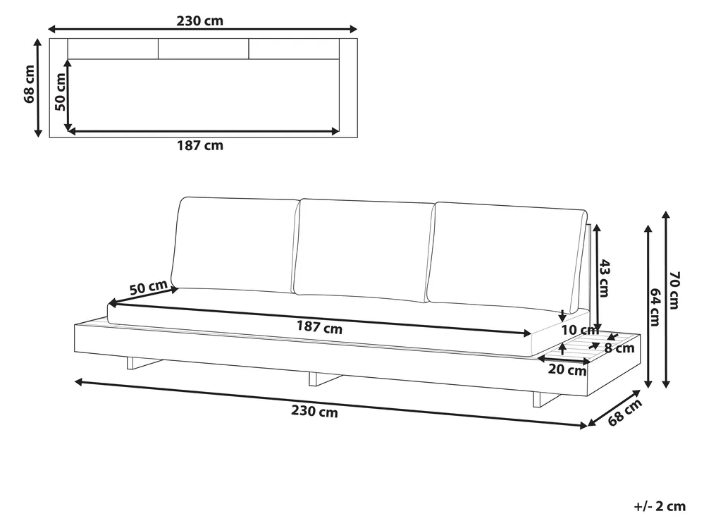 Divano da giardino 3 posti MARETTIMO Legno di acacia certificato Beige_1154104