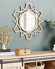 Wall Mirror ZAPOPAN 60 cm 60 cm Light Fir Wood_1184608