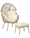 Rattan Garden Chair with Footstool Natural MURANO_932880