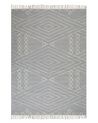 Teppich Baumwolle grau / weiß 140 x 200 cm geometrisches Muster Kurzflor KHENIFRA_848868