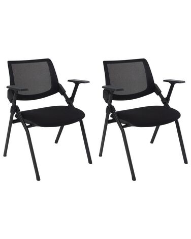 Conjunto de 2 cadeiras de conferência pretas VALDEZ