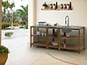 Conjunto de 3 muebles de cocina exterior con fregadero BRUCOLI Marrón/Plateado Madera de acacia