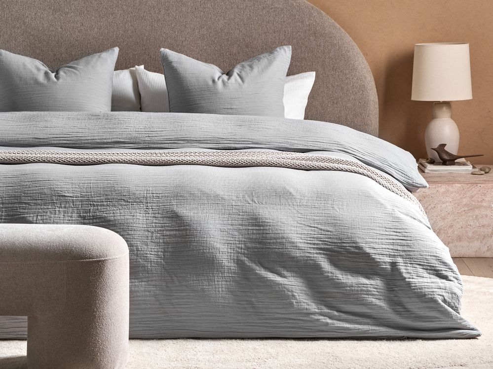 Duvet Cover Set SUMNER 220 x 240 cm Cotton Muslin Light Grey