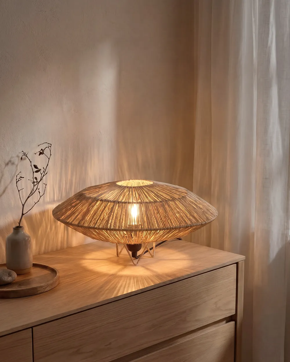 Lampa stołowa MENTIRI Plecionka Naturalny