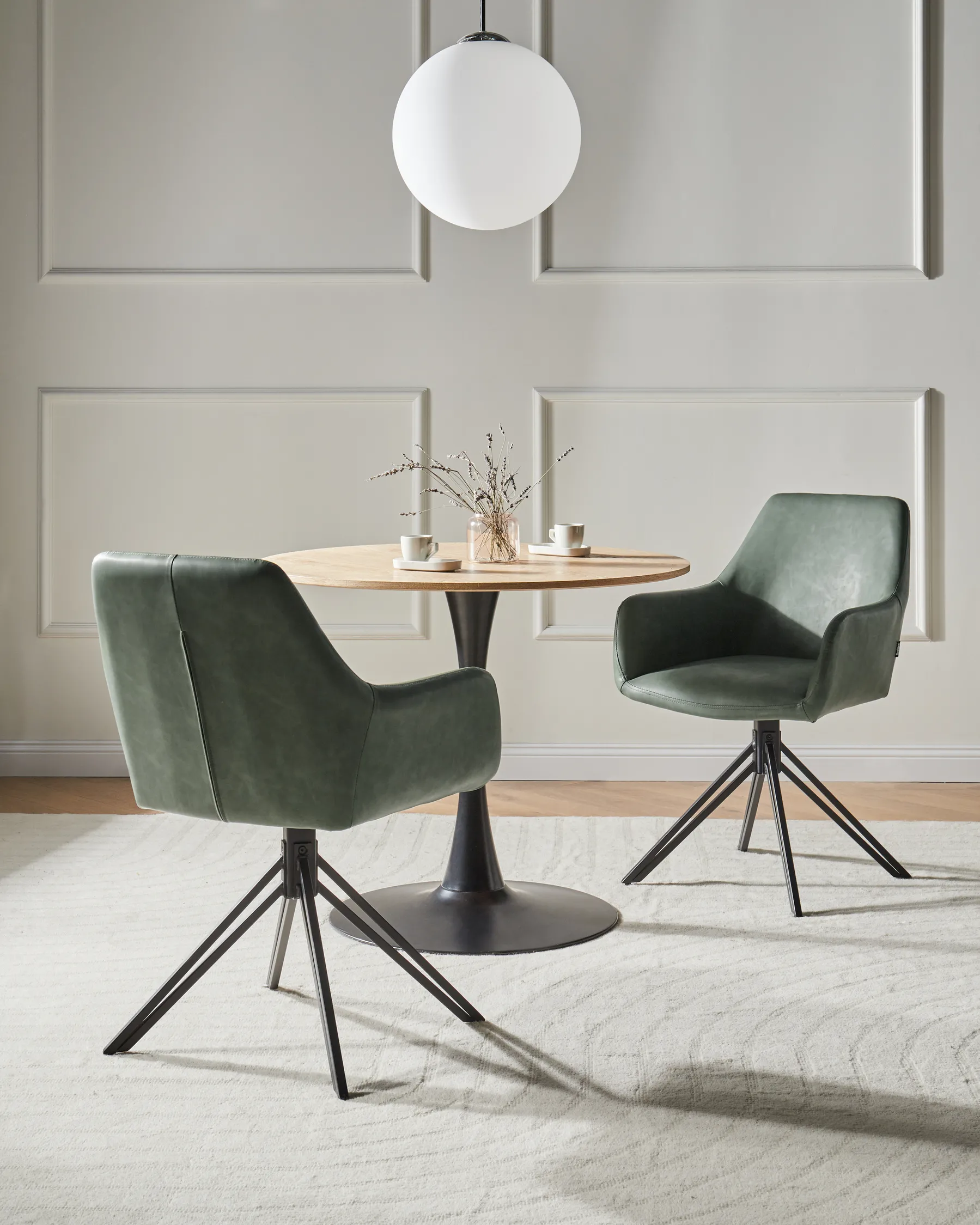 Set of 2 Dining Chairs SANSARC Faux Leather Dark Green_1026678