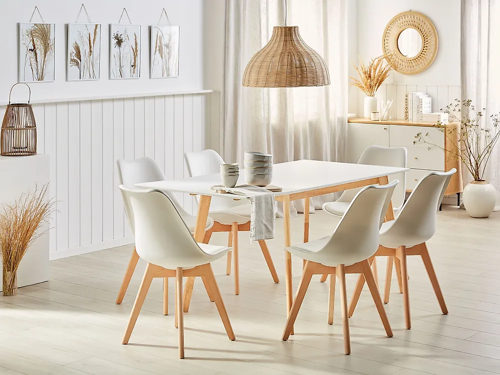 Extending Dining Table MEDIO White 120/155 cm 80 cm_1176595