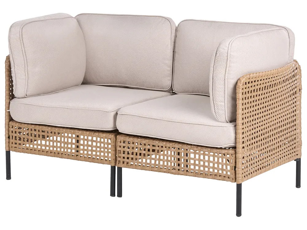 Garden Lounge Set with Table 6 Seater OMEGANA Modular PE Rattan Light Beige_1040902