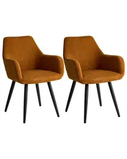 Set of 2 Dining Chairs MORI Corduroy Orange_1042092