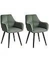 Lot de 2 chaises de salle à manger TIRANO Lin synthétique Vert