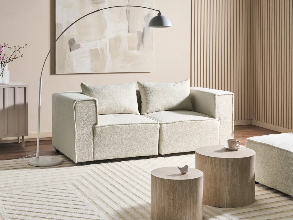 Sofa modułowa dla 2 osób AXEBO Boucle Złamana biel