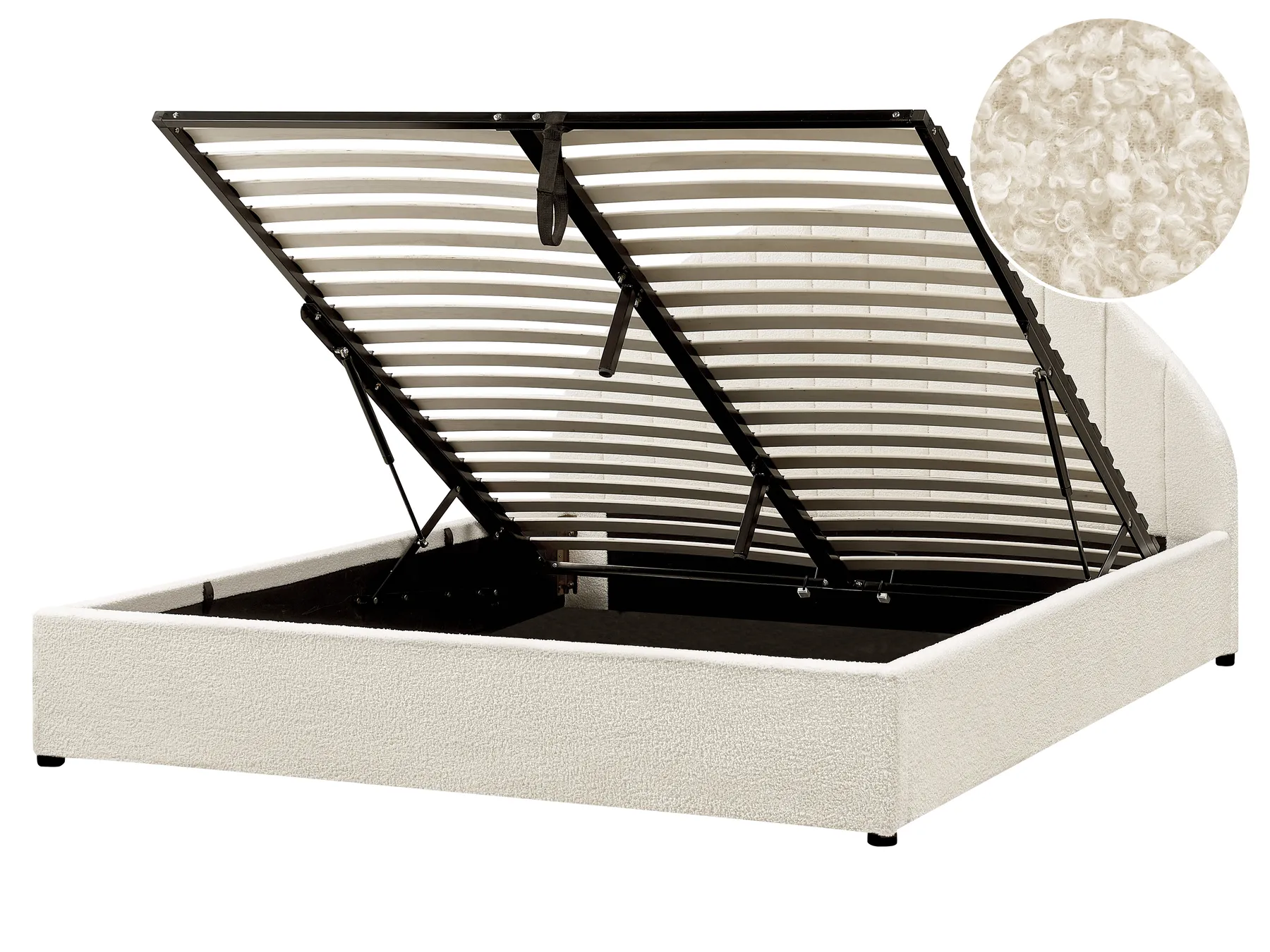 Ottoman Bed CHADENET Boucle Off-White 160 x 200 cm (EU King Size)_942180