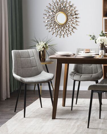 Set of 2 Faux Leather Dining Chairs Grey MELROSE II