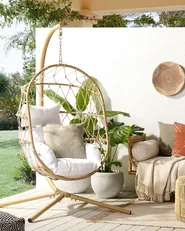 Hanging Chair with Stand ADRIA Metal Beige_844391