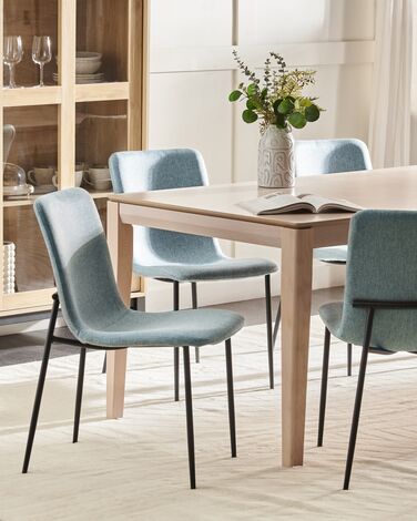 Set of 4 Fabric Dining Chairs Light Blue GLENDIVE