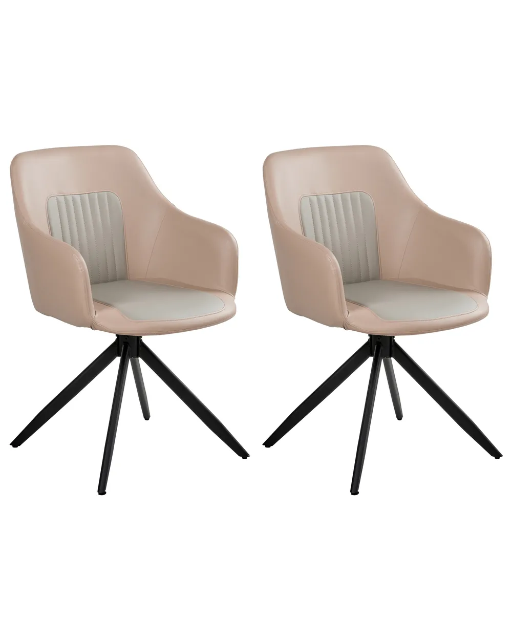 Set of 2 Dining Chairs Swivel LIKELY Faux Leather Sand Beige