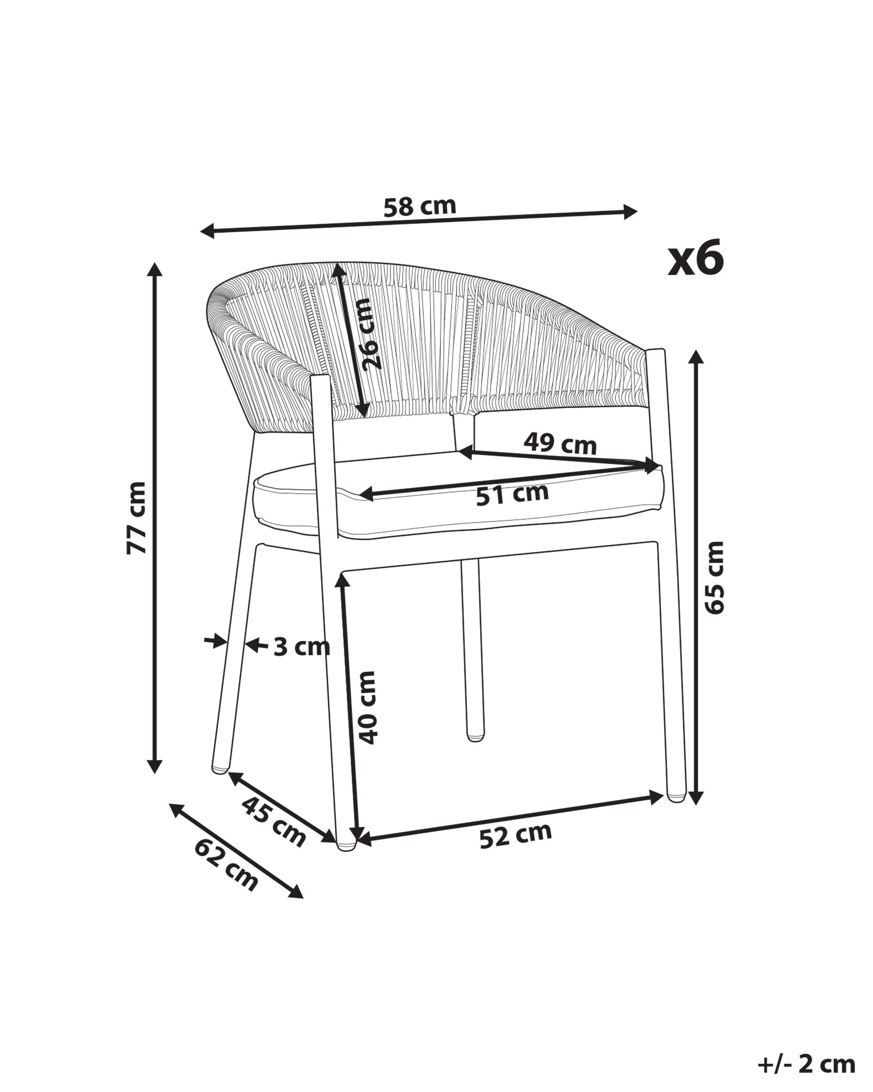 Set di 6 sedie da giardino con cuscini FLAVIA Metallo Marrone_936235