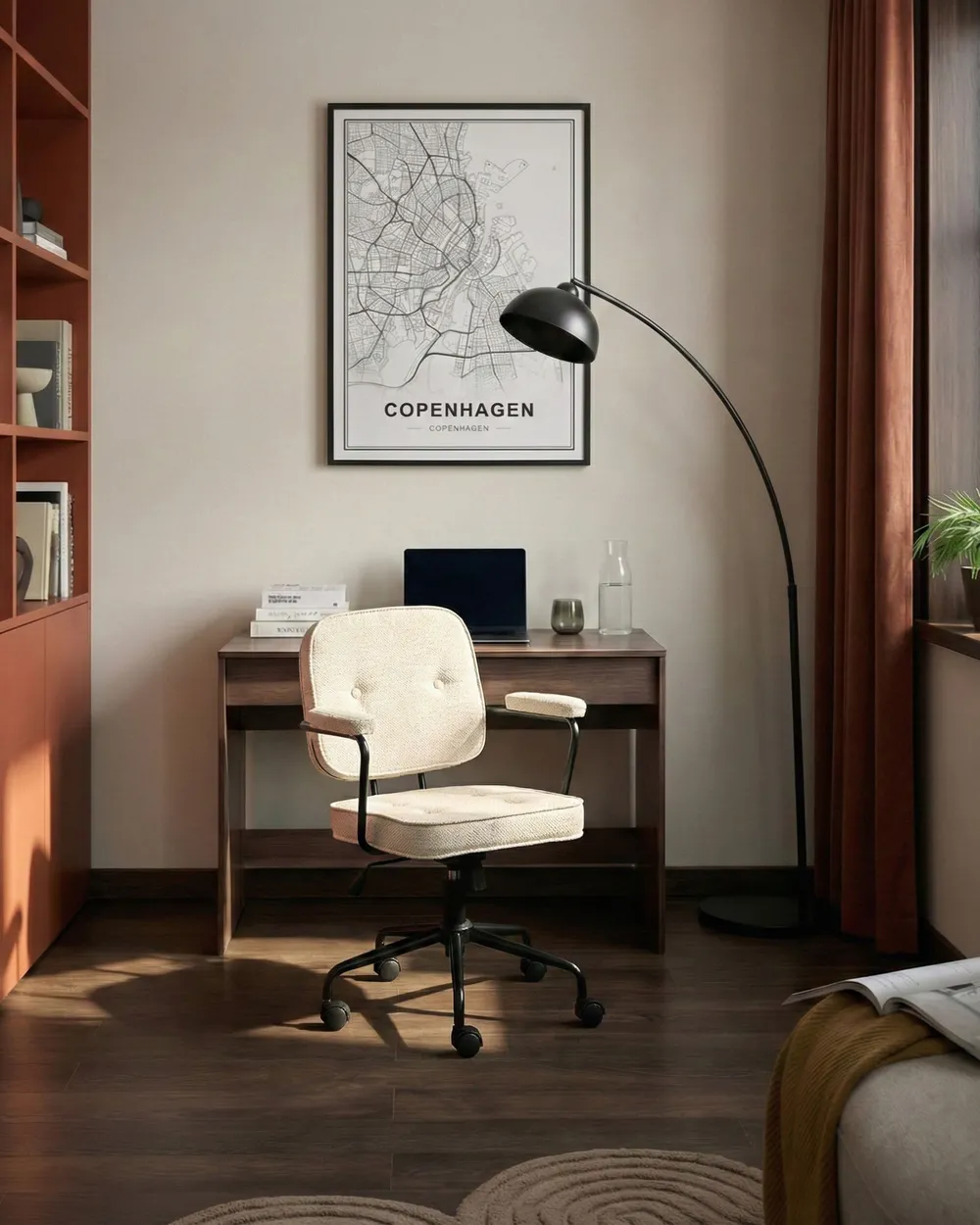 Sedia da scrivania PAWNEE Tessuto Beige chiaro_1065710
