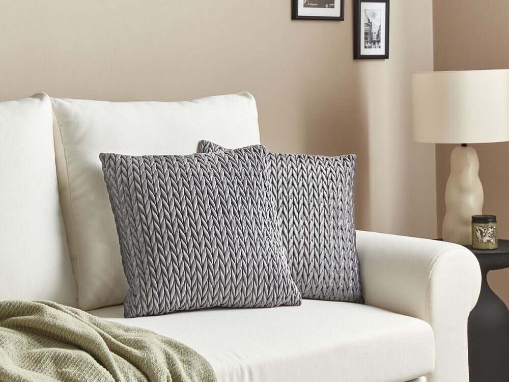 Set of 2 Cushions 45 x 45 cm Grey ECLIPTA Beliani