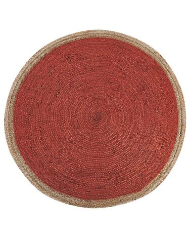Kulatý jutový koberec ø 120 cm korálový červený MENEMEN