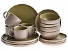 Set of 16 Dinnerware NUTMEG Stoneware Beige/ Green