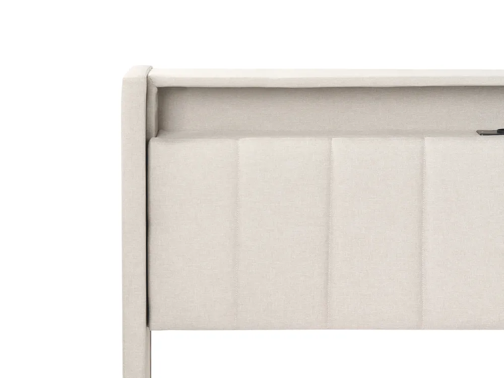 Bed with LED BEAULIEU Fabric Beige 180 x 200 cm (EU Super King) with USB Port with Storage_993565