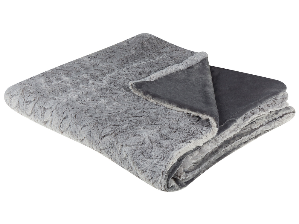 Blanket 200 x 220 cm Grey SARASWATI Beliani