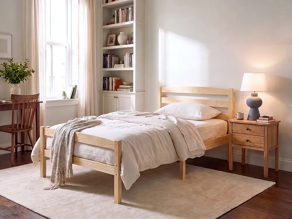 Bed Pine Wood ECHALLON 90 x 200 cm (EU Single) Light Brown_1156851