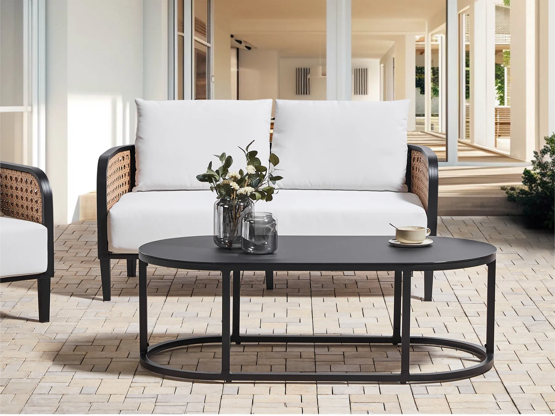 Set da giardino con tavolo 2 posti MONTEFALCO Metallo Bianco_905491