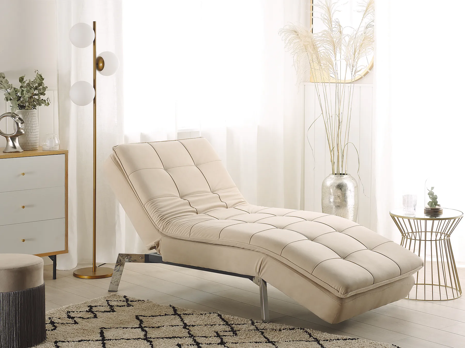 Chaise Longue LOIRET Velvet Beige_776197