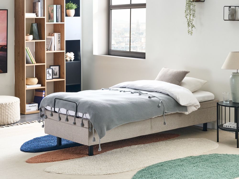 Adjustable Bed without Headboard Fabric DUKE 80 x 200 cm (EU Small Single) Beige